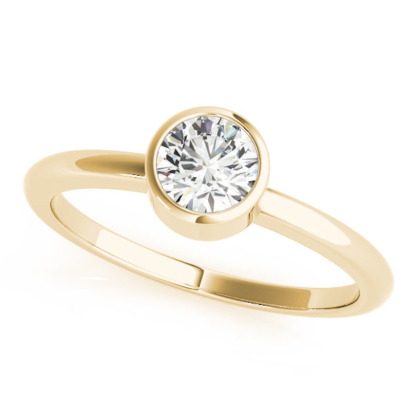 IGI Lab-Grown D-VVS Round Cut Diamond Bezel Setting Engagement Ring.
