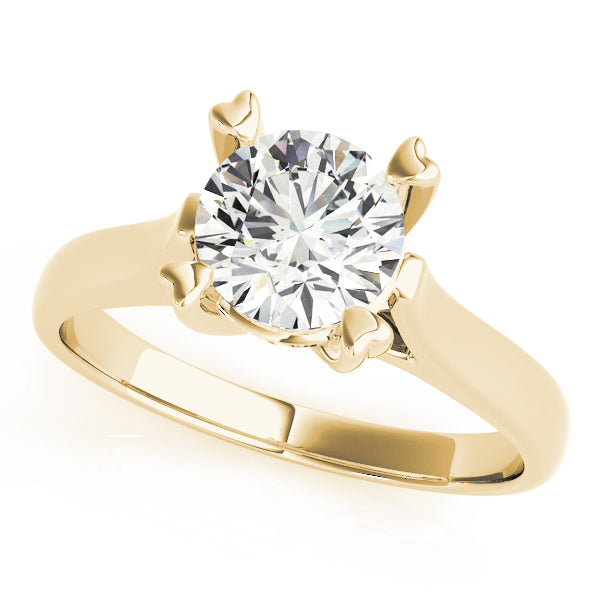 IGI Lab-Grown D-VVS Round Cut Diamond Heart-Shaped Prong Set Engagement Ring.
