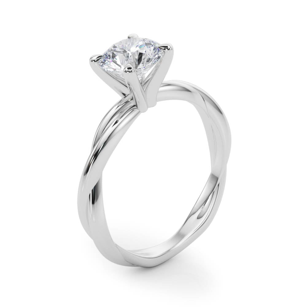 IGI Lab-Grown Round Cut D-VVS Diamond Twisted Engagement Ring.