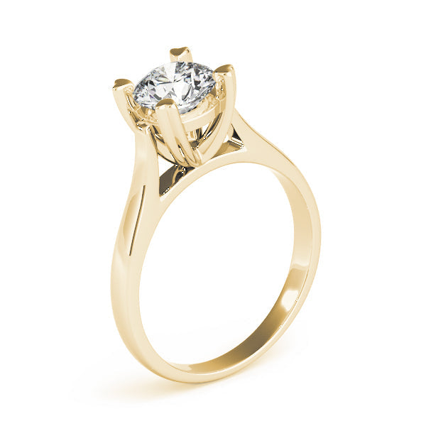 IGI Lab-Grown D-VVS Round Cut Diamond Heart-Shaped Prong Set Engagement Ring.