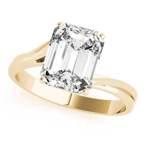 IGI Lab-Grown Emerald Cut Diamond Four-Prong Solitaire Engagement Ring.