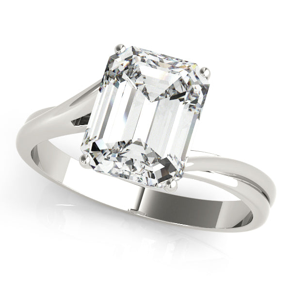 IGI Lab-Grown Emerald Cut Diamond Four-Prong Solitaire Engagement Ring.