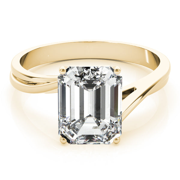 IGI Lab-Grown Emerald Cut Diamond Four-Prong Solitaire Engagement Ring.