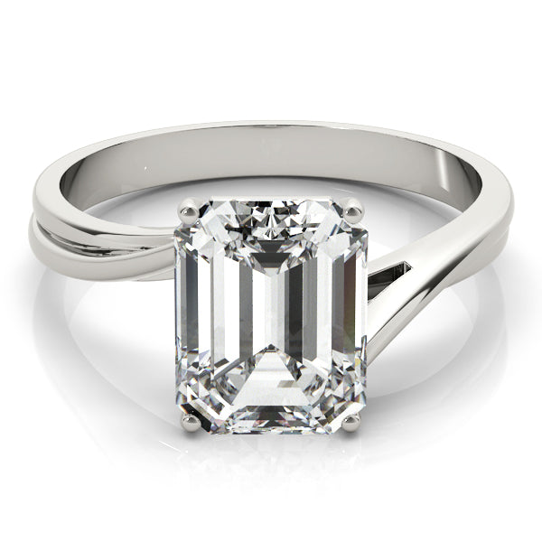 IGI Lab-Grown Emerald Cut Diamond Four-Prong Solitaire Engagement Ring.