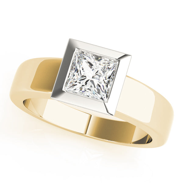 IGI Lab-Grown Princess Cut Diamond D-VVS Solitaire Bezel Set Engagement Ring.