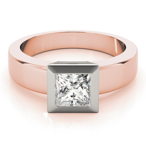 IGI Lab-Grown Princess Cut Diamond D-VVS Solitaire Bezel Set Engagement Ring.