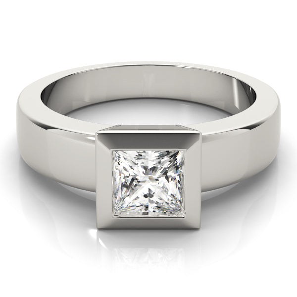 IGI Lab-Grown Princess Cut Diamond D-VVS Solitaire Bezel Set Engagement Ring.