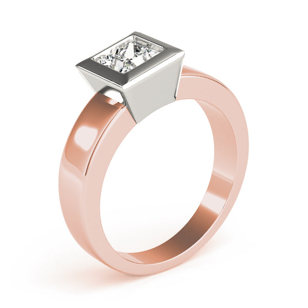 IGI Lab-Grown Princess Cut Diamond D-VVS Solitaire Bezel Set Engagement Ring.