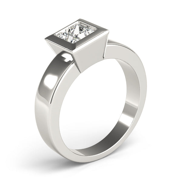 IGI Lab-Grown Princess Cut Diamond D-VVS Solitaire Bezel Set Engagement Ring.