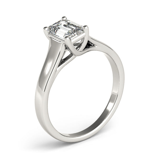 IGI Lab-Grown Emerald Cut D-VVS Diamond Classic Four-Prong Solitaire Engagement Ring.