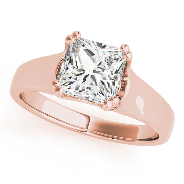 IGI Lab-Grown D-VVS Princess Cut Diamond Solitaire Twisted V-Design Engagement Ring.