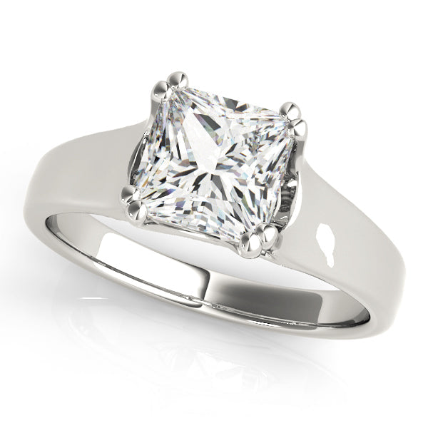 IGI Lab-Grown D-VVS Princess Cut Diamond Solitaire Twisted V-Design Engagement Ring.