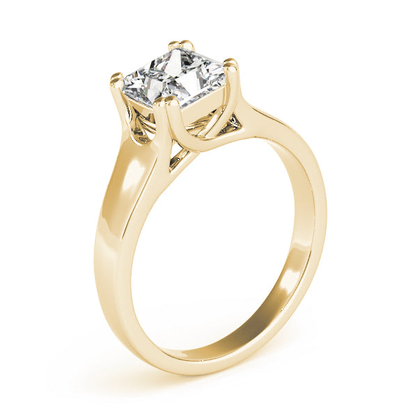 IGI Lab-Grown D-VVS Princess Cut Diamond Solitaire Twisted V-Design Engagement Ring.