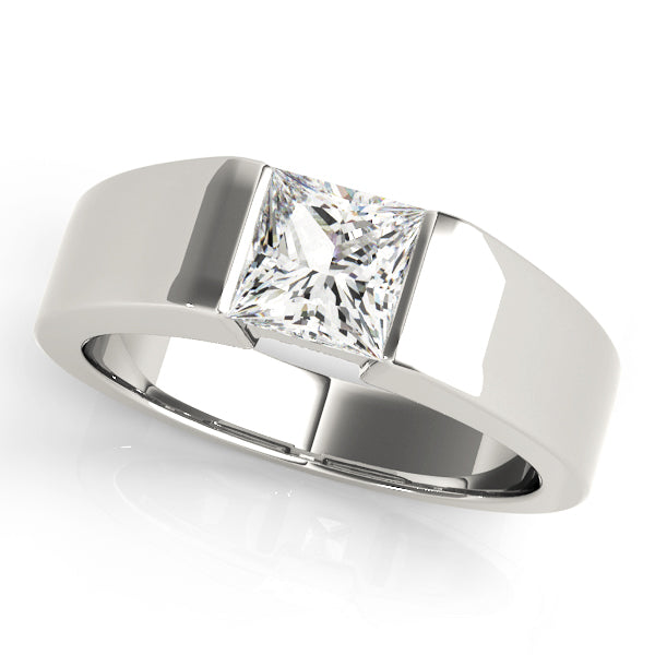 IGI Lab-Grown D-VVS Princess Cut Sleek Tapered Diamond Solitaire Engagement Ring.