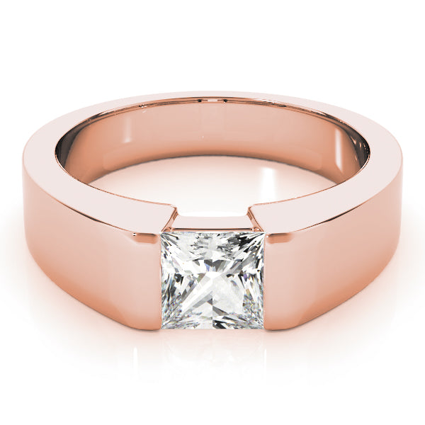 IGI Lab-Grown D-VVS Princess Cut Sleek Tapered Diamond Solitaire Engagement Ring.