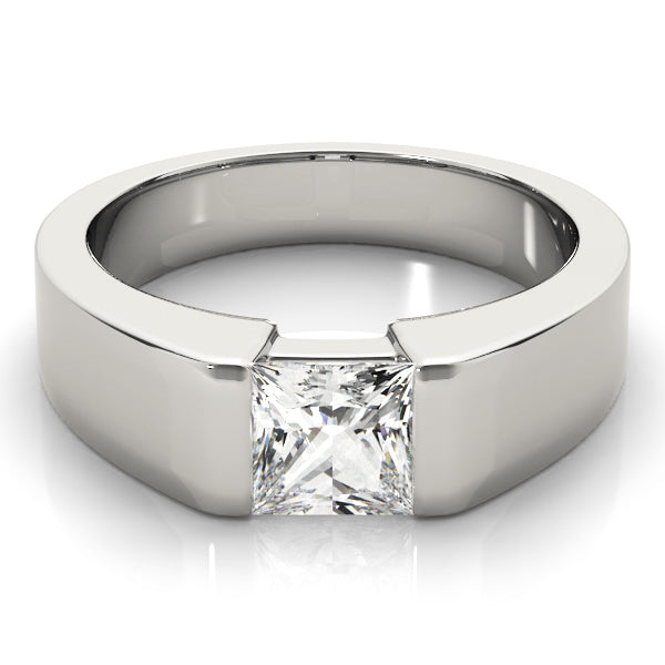 IGI Lab-Grown D-VVS Princess Cut Sleek Tapered Diamond Solitaire Engagement Ring.