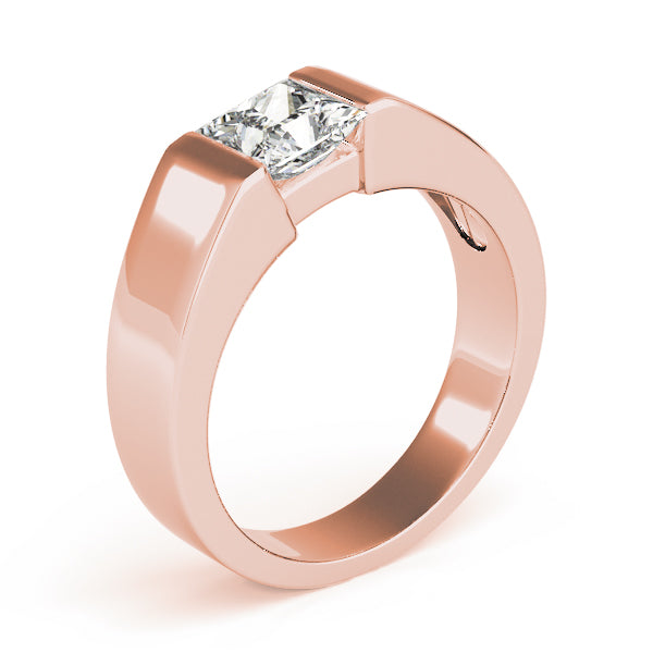 IGI Lab-Grown D-VVS Princess Cut Sleek Tapered Diamond Solitaire Engagement Ring.