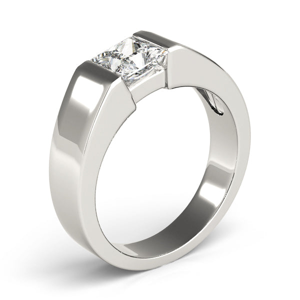IGI Lab-Grown D-VVS Princess Cut Sleek Tapered Diamond Solitaire Engagement Ring.