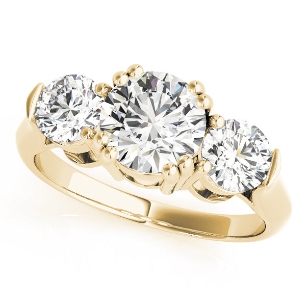 Lab-Grown Three-Stone Round Cut Diamond Engagement Ring with Prong Setting