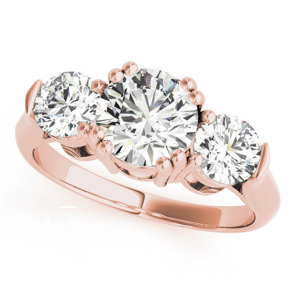 Lab-Grown Three-Stone Round Cut Diamond Engagement Ring with Prong Setting