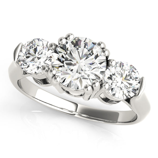 Lab-Grown Three-Stone Round Cut Diamond Engagement Ring with Prong Setting