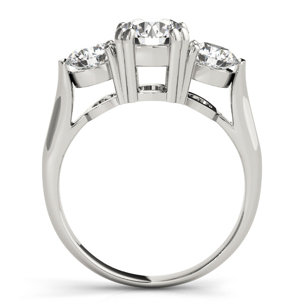 Lab-Grown Three-Stone Round Cut Diamond Engagement Ring with Prong Setting