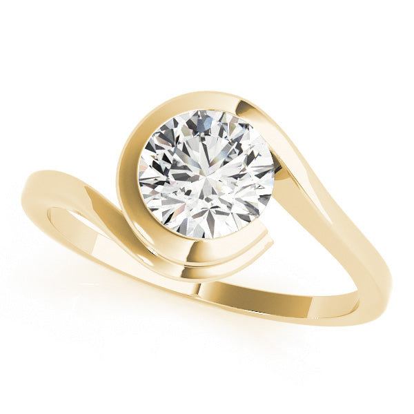 IGI Lab-Grown D-VVS Round Cut Diamond Partial Bezel Setting Engagement Ring.