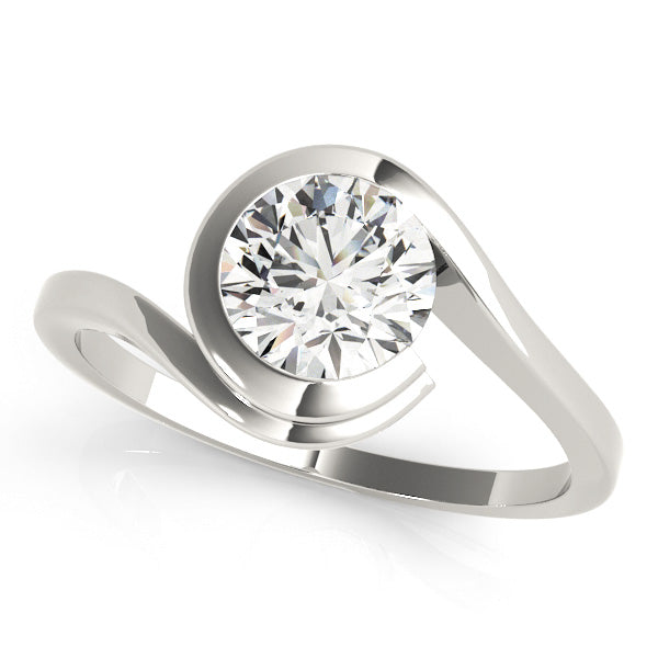 IGI Lab-Grown D-VVS Round Cut Diamond Partial Bezel Setting Engagement Ring.