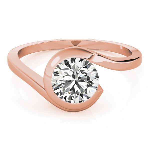 IGI Lab-Grown D-VVS Round Cut Diamond Partial Bezel Setting Engagement Ring.