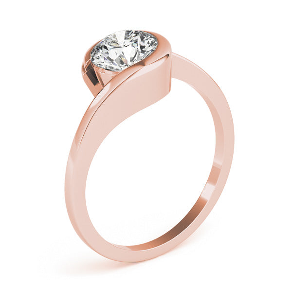 IGI Lab-Grown D-VVS Round Cut Diamond Partial Bezel Setting Engagement Ring.