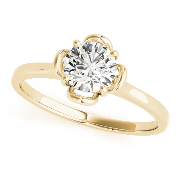 IGI Lab-Grown Round Cut Diamond 4-Prong Solitaire Flower Shape Engagement Ring.