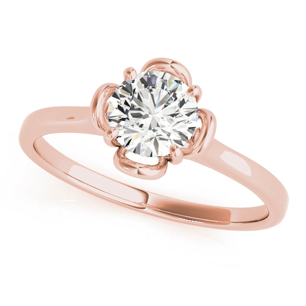 IGI Lab-Grown Round Cut Diamond 4-Prong Solitaire Flower Shape Engagement Ring.