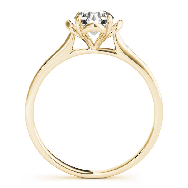 IGI Lab-Grown Round Cut Diamond 4-Prong Solitaire Flower Shape Engagement Ring.