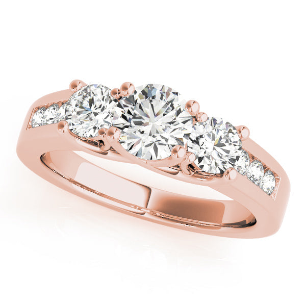 Lab-Grown Three Stone Round Cut Diamond Engagement Ring Available in 18k White Gold