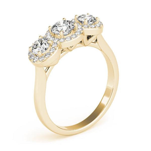 Lab-Grown Round Cut Diamond Trinity Engagement Ring In 18k White Gold