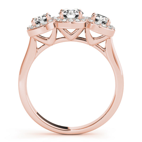 Lab-Grown Round Cut Diamond Trinity Engagement Ring In 18k White Gold