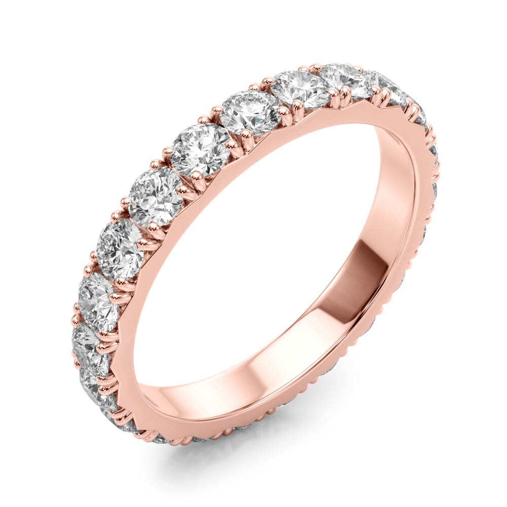 0.50-3.00ct Lab-Grown Round Cut D/VVS Diamond Four Prong French Cut Full Eternity Wedding Ring