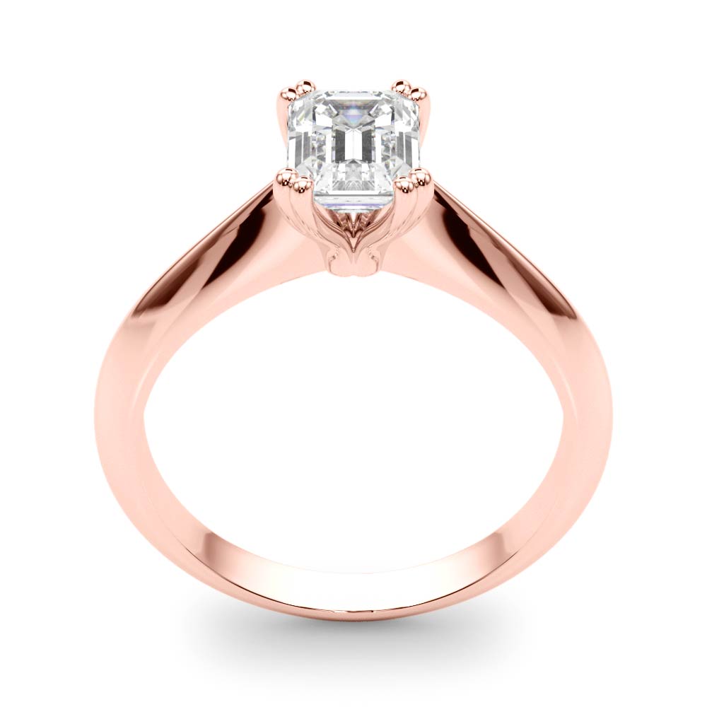 IGI Lab-Grown Emerald Cut D-VVS Diamond Double Prong Solitaire Engagement Ring.