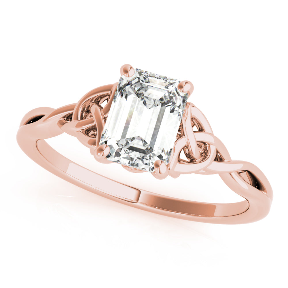 IGI D-VVS Lab-Grown Emerald Cut Diamond Intertwined Knot Solitaire Engagement Ring.