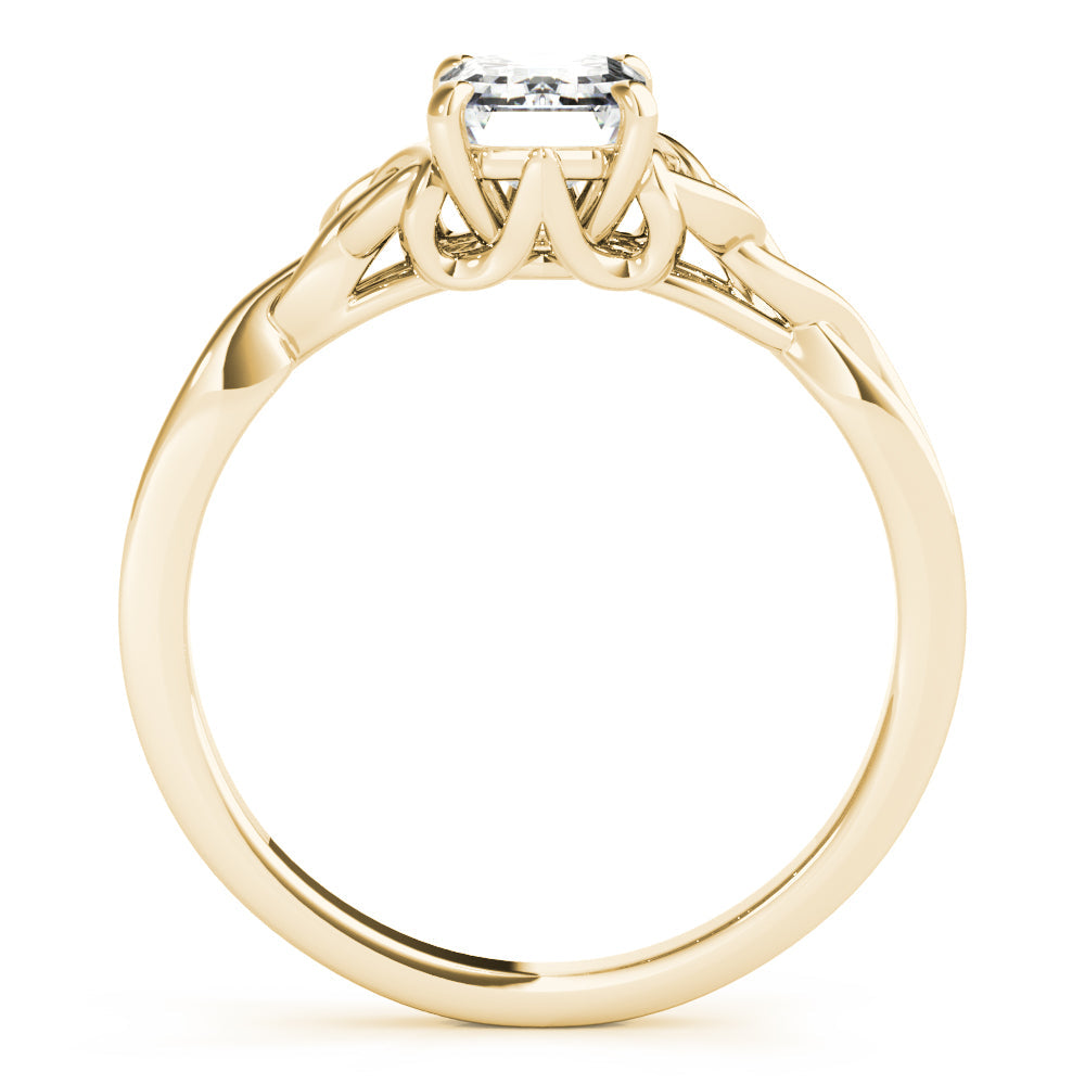 IGI D-VVS Lab-Grown Emerald Cut Diamond Intertwined Knot Solitaire Engagement Ring.