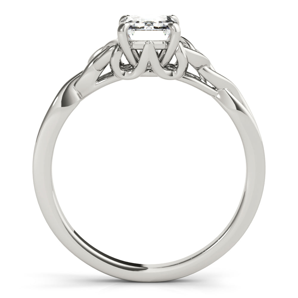 IGI D-VVS Lab-Grown Emerald Cut Diamond Intertwined Knot Solitaire Engagement Ring.