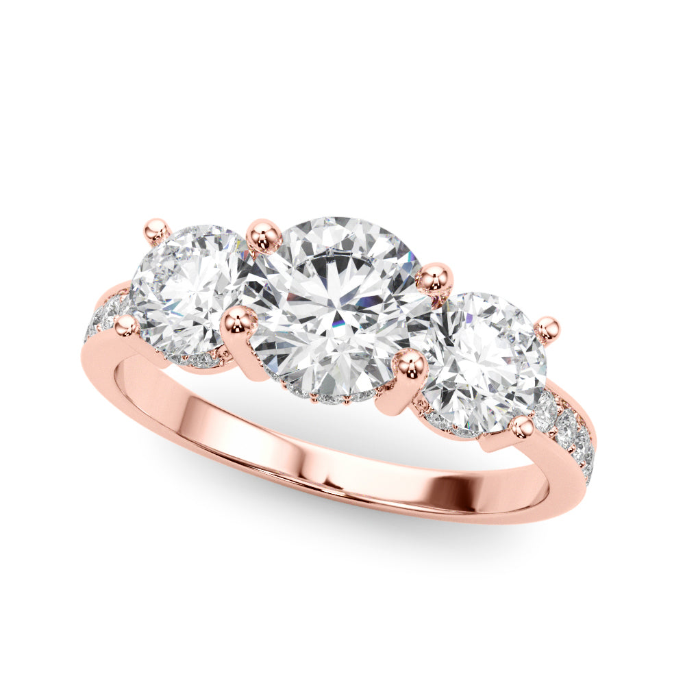 0.50-2.00ct Lab-Grown Round Cut Diamond Three Stone Engagement Ring
