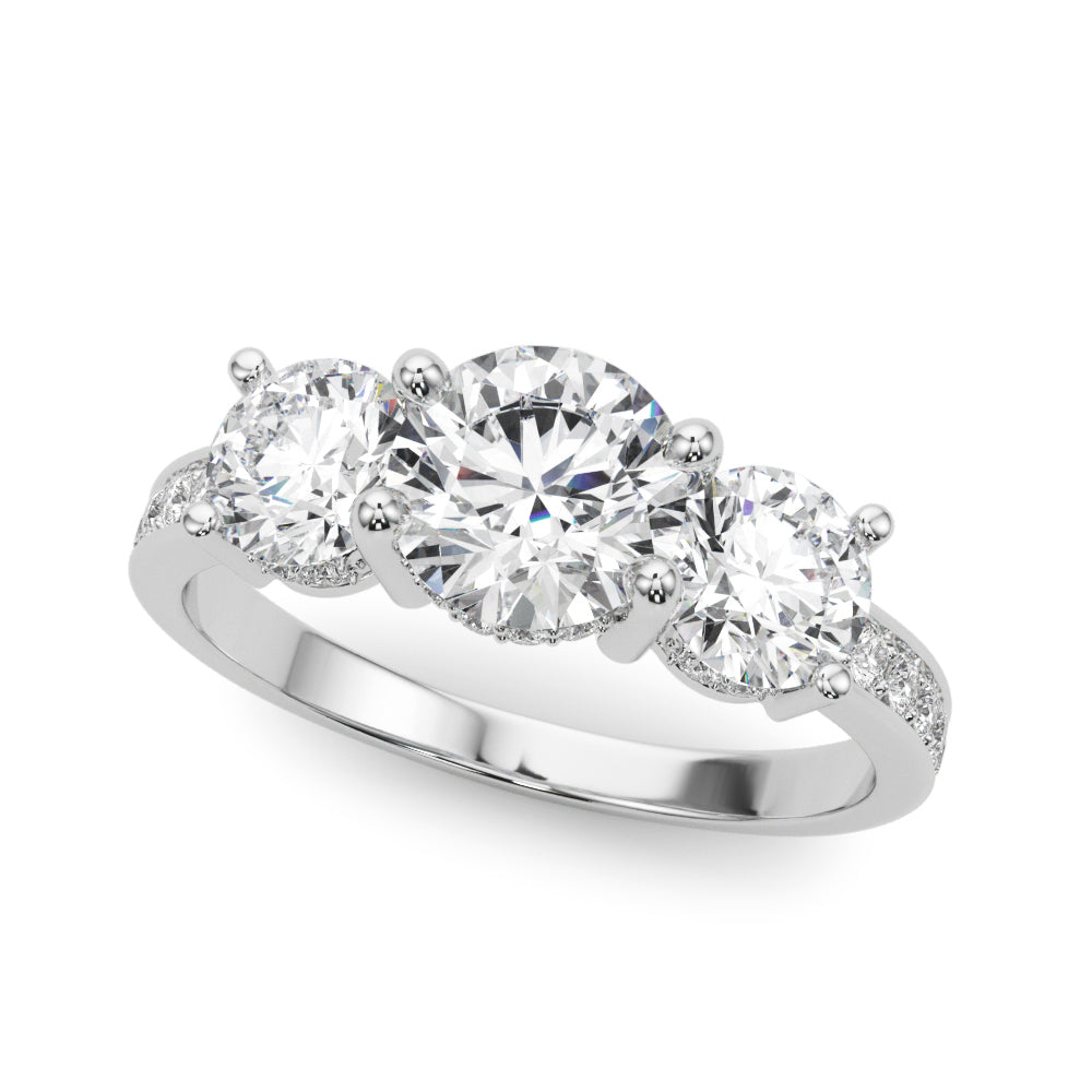 0.50-2.00ct Lab-Grown Round Cut Diamond Three Stone Engagement Ring