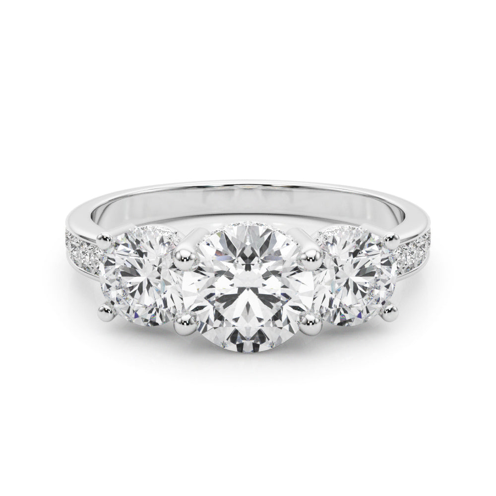 0.50-2.00ct Lab-Grown Round Cut Diamond Three Stone Engagement Ring