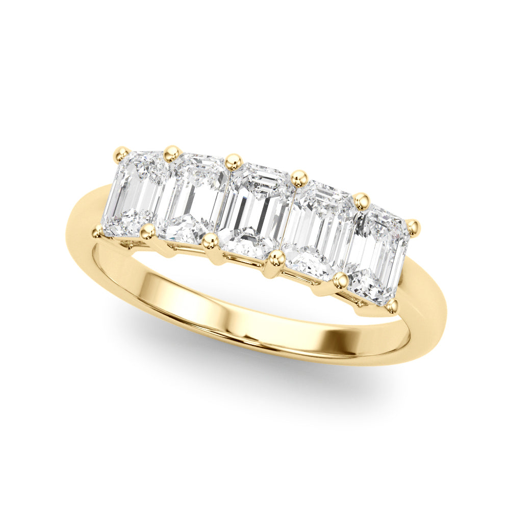 Lab-Grown Diamond Prong Emerald Cut 5-Stone Diamond Ring, DE Color VVS Clarity