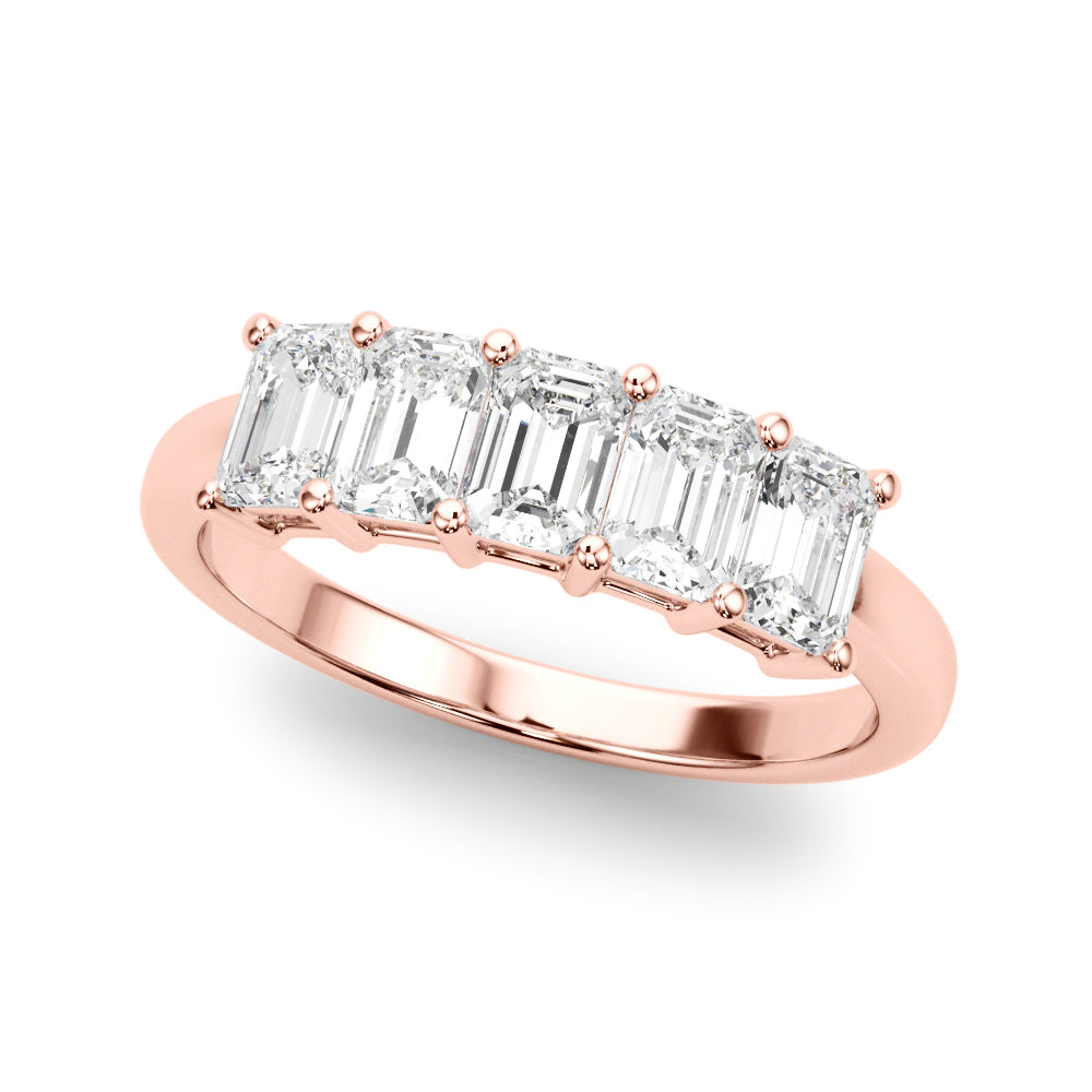 Lab-Grown Diamond Prong Emerald Cut 5-Stone Diamond Ring, DE Color VVS Clarity