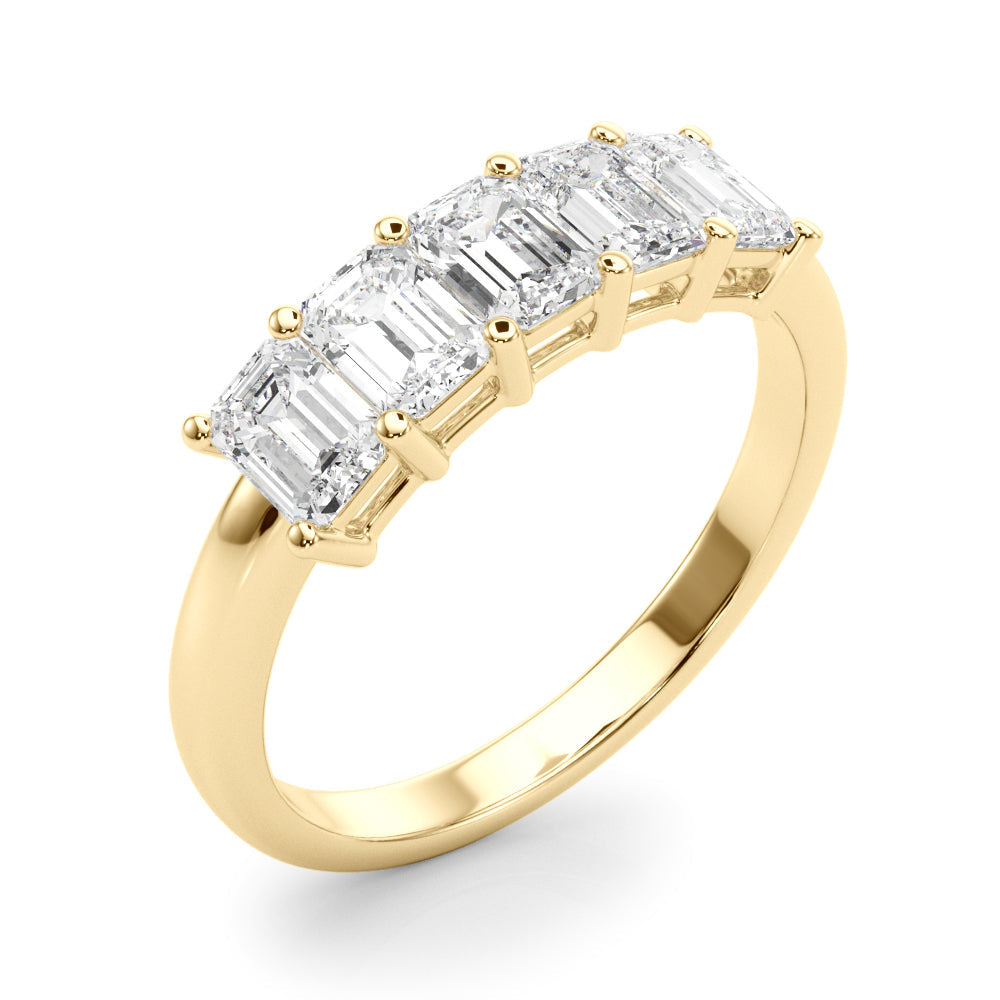 Lab-Grown Diamond Prong Emerald Cut 5-Stone Diamond Ring, DE Color VVS Clarity