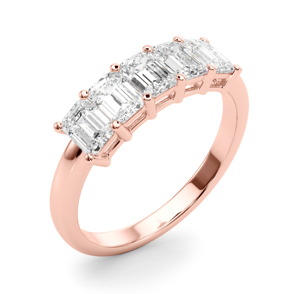 Lab-Grown Diamond Prong Emerald Cut 5-Stone Diamond Ring, DE Color VVS Clarity