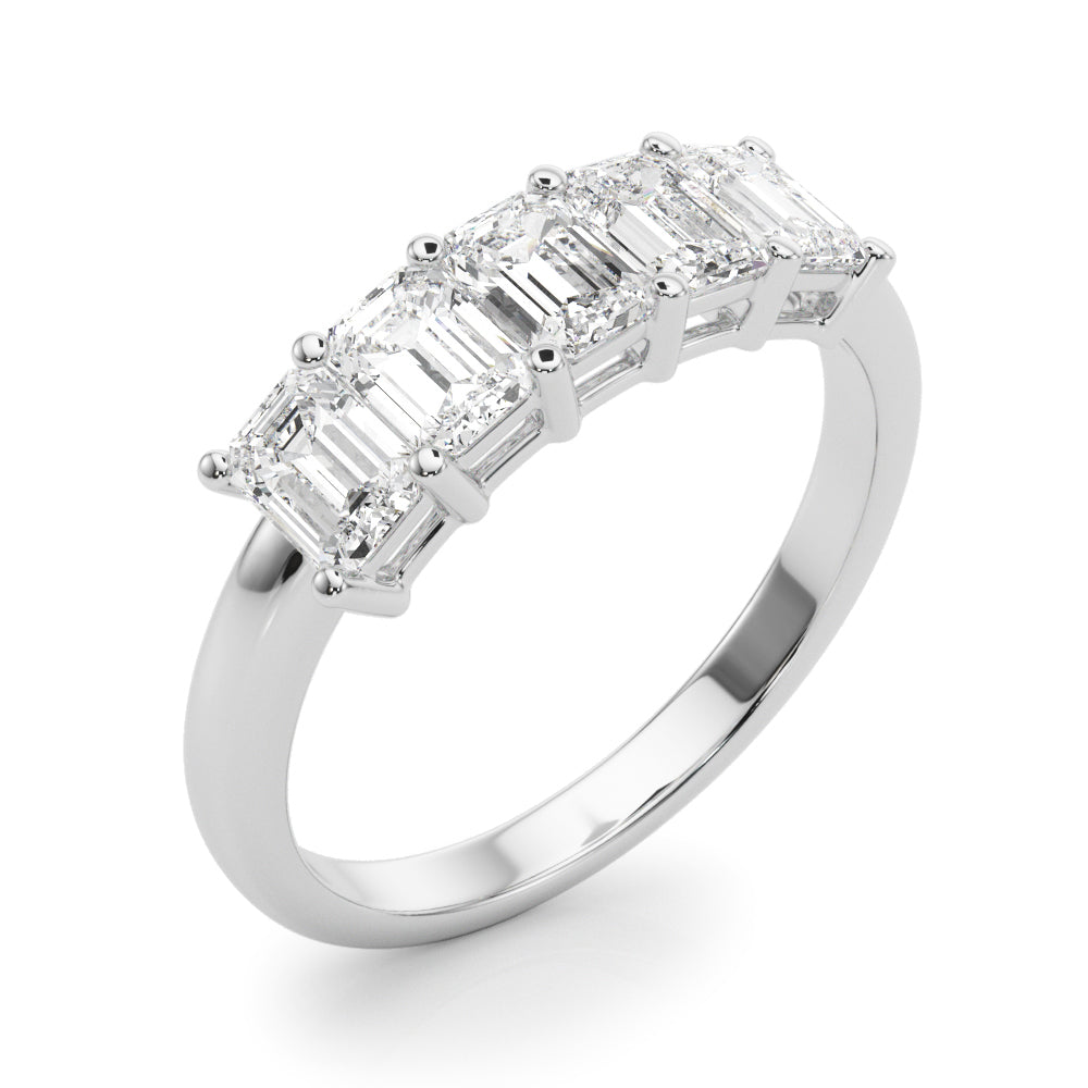 Lab-Grown Diamond Prong Emerald Cut 5-Stone Diamond Ring, DE Color VVS Clarity