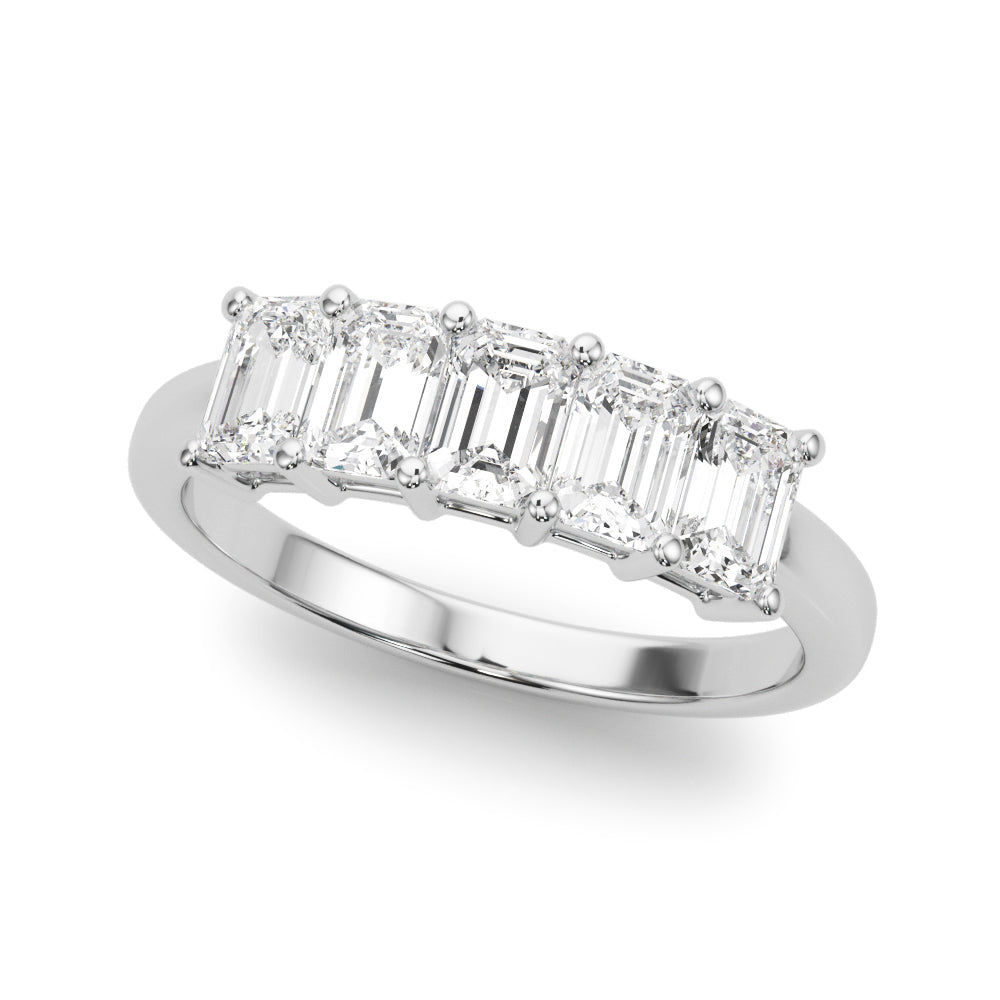Lab-Grown Diamond Prong Emerald Cut 5-Stone Diamond Ring, DE Color VVS Clarity